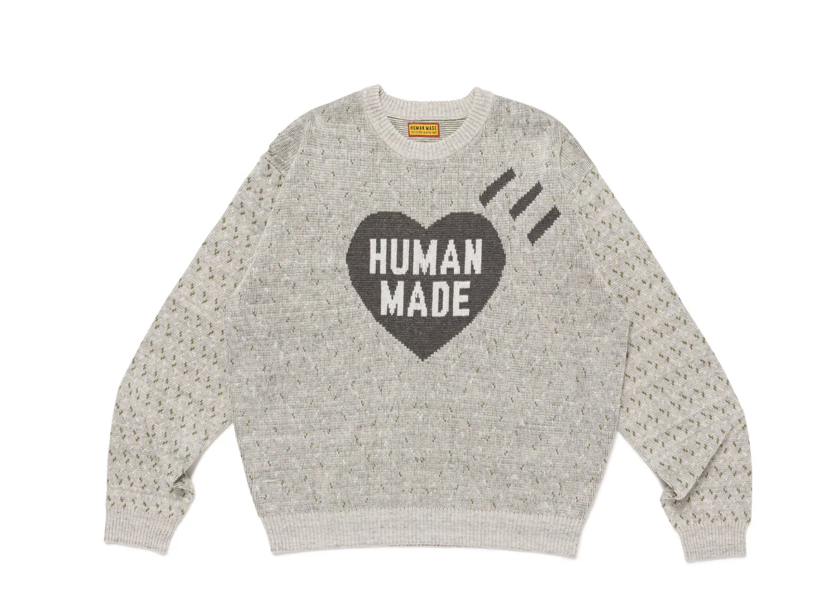 [L]휴먼메이드 그레이 하트니트스웨터 HEART KNIT SWEATER